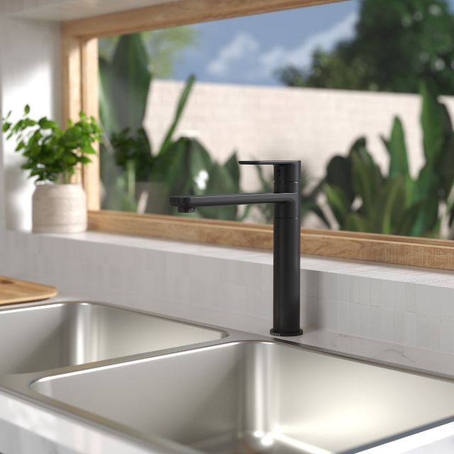 Lifestyle 2 Caroma Luna Sink Mixer Black 68188BL4AF - The Blue Space