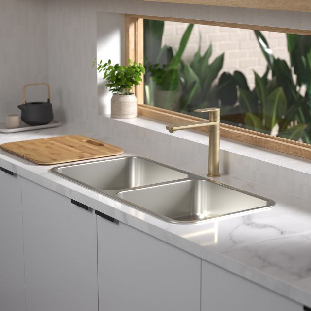 Caroma Luna Sink Mixer Brushed Brass