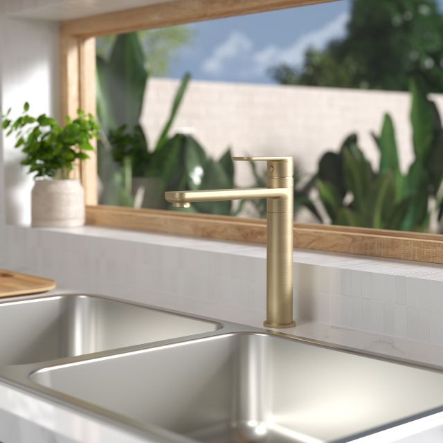 Caroma Luna Sink Mixer Brushed Brass