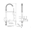 Technical Drawing Greens Alfresco Spring Sink Mixer Stainless Steel 304 LF355301SS - The Blue Space