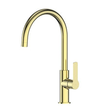 Greens Astro II Gooseneck Sink Mixer Brushed Brass LF254283BB - The Blue Space