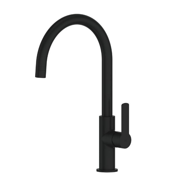 Greens Astro II Gooseneck Sink Mixer Matte Black LF254283MB - The Blue Space