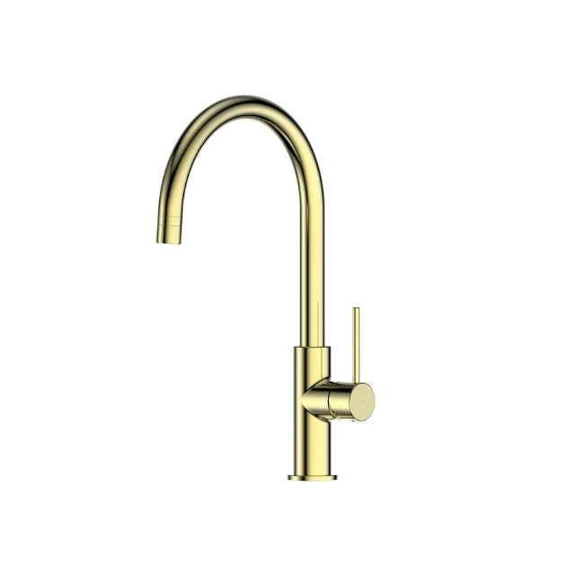 Greens Maci Gooseneck Sink Mixer Brushed Brass 21202546 - The Blue Space