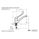 Technical Drawing Greens Marketti Health Care Sink Mixer Chrome 160064001 - The Blue Space