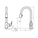 Technical Drawing Greens Regency Pull-Down Sink Mixer Chrome LF150530CP - The Blue Space