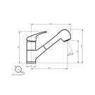 Technical Drawing Greens Regency Top Lever Pull Out Mixer Chrome LF150570CP - The Blue Space