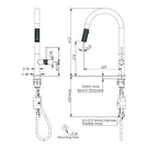 Technical Drawing Greens Tesora Pulldown Sink Mixer Brushed Brass LF2130254BB - The Blue Space