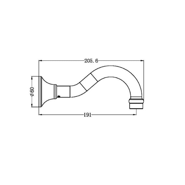 Technical Drawing Nero York Basin/Bath Spout Only Brushed Nickel NR692103BN - The Blue Space