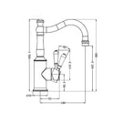 Technical Drawing Nero York Basin Mixer Hook Spout With Metal Lever Brushed Nickel NR69210202BN - The Blue Space