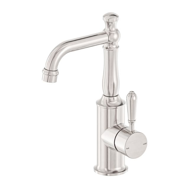 Nero York Basin Mixer With Metal Lever Brushed Nickel NR69210102BN - The Blue Space