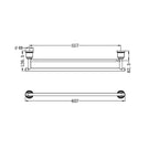 Technical Drawing Nero York Double Towel Rail 600mm Brushed Nickel NR6924DBN - The Blue Space