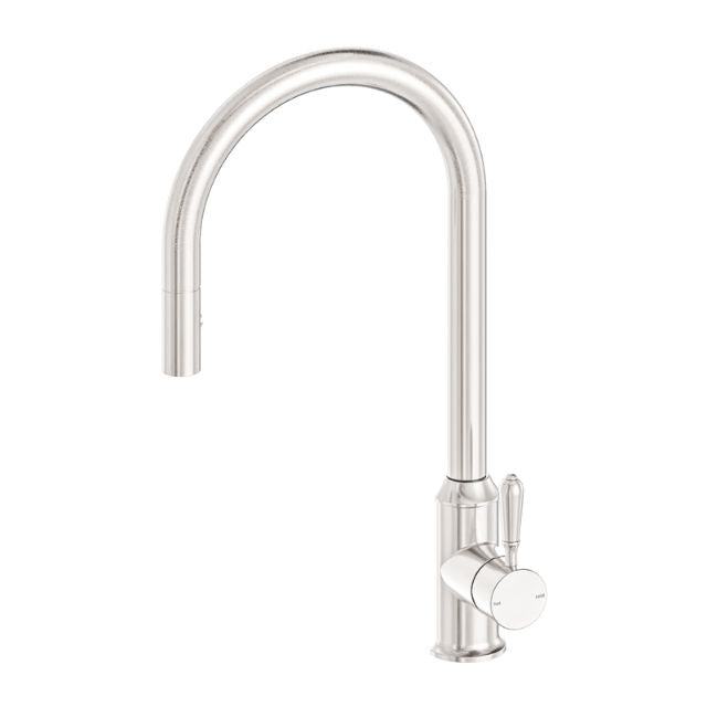 Nero York Pull Out Sink Mixer With Vegie Spray Function With Metal Lever Brushed Nickel NR69210802BN - The Blue Space