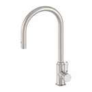 Nero York Pull Out Sink Mixer With Vegie Spray Function With White Porcelain Lever Brushed Nickel NR69210801BN - The Blue Space