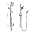 Technical Drawing Nero York Shower Rail With Metal Hand Shower Brushed Nickel NR692105A02BN - The Blue Space