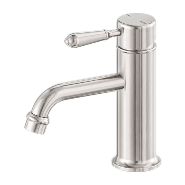 Nero York Straight Basin Mixer With Metal Lever Brushed Nickel NR692101B02BN - The Blue Space