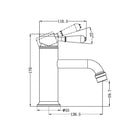 Technical Drawing Nero York Straight Basin Mixer With White Porcelain Lever Brushed Nickel NR692101B01BN - The Blue Space