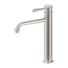 Nero York Straight Tall Basin Mixer With Metal Lever Brushed Nickel NR692101A02BN - The Blue Space