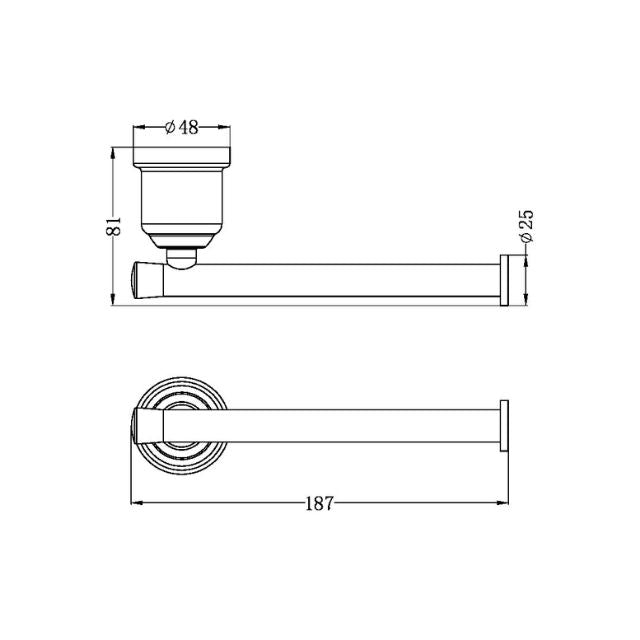 Technical Drawing Nero York Toilet Roll Holder Brushed Nickel NR6986BN - The Blue Space