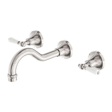 Nero York Wall Basin Set With White Porcelain Lever Brushed Nickel NR692107A01BN - The Blue Space