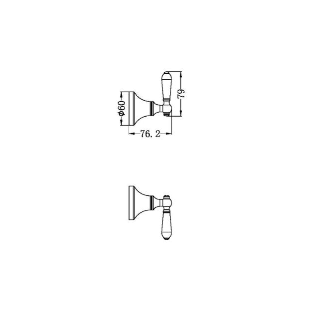 Technical Drawing Nero York Wall Top Assemblies With White Porcelain Lever Brushed Nickel NR692109B01BN - The Blue Space