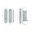 Line Drawing Nidus Mardeco radius flush pull privacy set 50-55mm Brushed Nickel BN9004/Set - The Blue Space