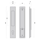 External Drawing Nidus Mardeco rectangular flush pull Euro Lock set Satin Chrome (cylinder sold separately) SC8104/SET - The Blue Space