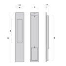 Line Drawing Nidus Mardeco rectangular flush pull long plate 257mm Brushed Nickel sold as EACH BN8102 - The Blue Space