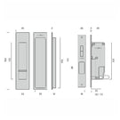 Line Drawing Nidus Mardeco rectangular flush pull privacy set Brushed Nickel BN8004/Set - The Blue Space