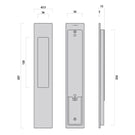 External Drawing Nidus Mardeco rectangular flush pull Snib lock set Brushed Nickel inside snib no cylinder BN8105/SET - The Blue Space