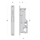 Lock Body Drawing Nidus Mardeco rectangular flush pull Snib lock set Polished Chrome inside snib no cylinder CP8105/SET - The Blue Space