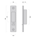 Striker Plate Drawing Nidus Mardeco rectangular flush pull Snib lock set Satin Brass inside snib no cylinder BRS8105/SET - The Blue Space