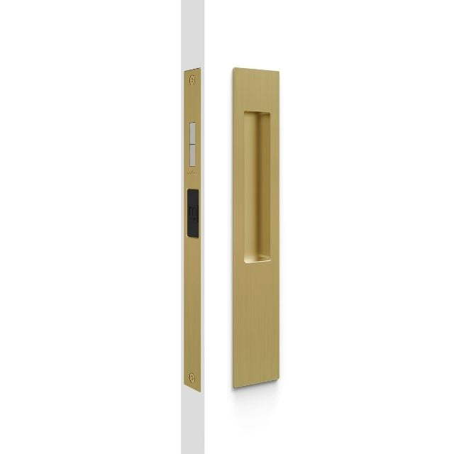 Nidus Mardeco rectangular flush pull Snib lock set Satin Brass inside snib no cylinder BRS8105/SET - The Blue Space