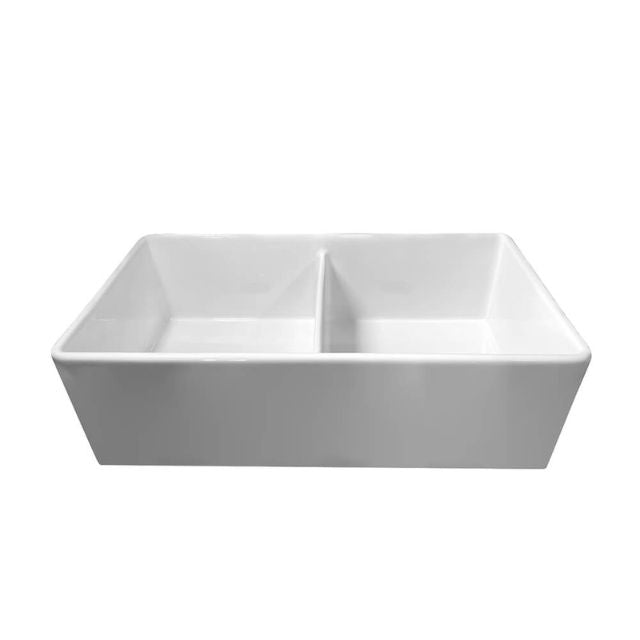 Front Turner Hastings Novi 84 x 46 Fine Fireclay Gloss White Farmhouse Butler Sink NO84FS - The Blue Space